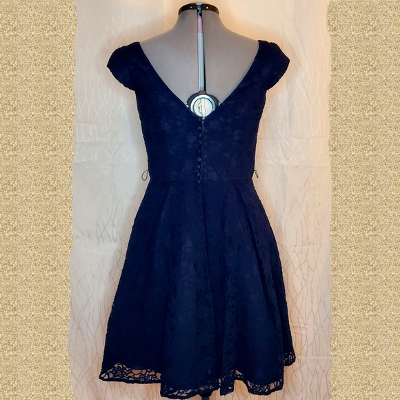 Morilee Navy Knee Length Lace Bridesmaid Dress - Picture 9 of 9